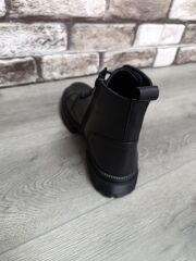 Hakiki Deri Yandan Fermuarlı Çok Kaliteli Gerçek Kauçuk Kaymaz Taban Kışlık Bot Siyah - 44