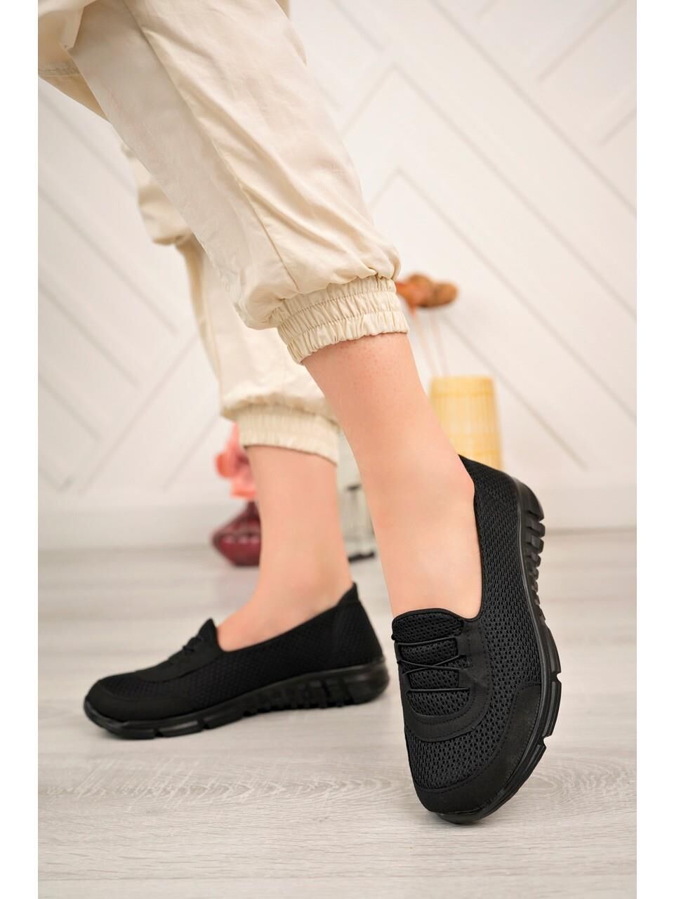 Kadın Fileli Yazlık Spor Babet Siyah - 39