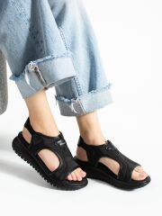 Paraşüt Kumaş Lastikli Kadın Sandalet Siyah - 38