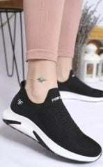 Günlük Kadın Erkek  Unisex Sneaker Triko Nefes Alabilen Yürüyüş Bağcıksız Esnek  Spor Ayakkabı Siyah - Beyaz - 37