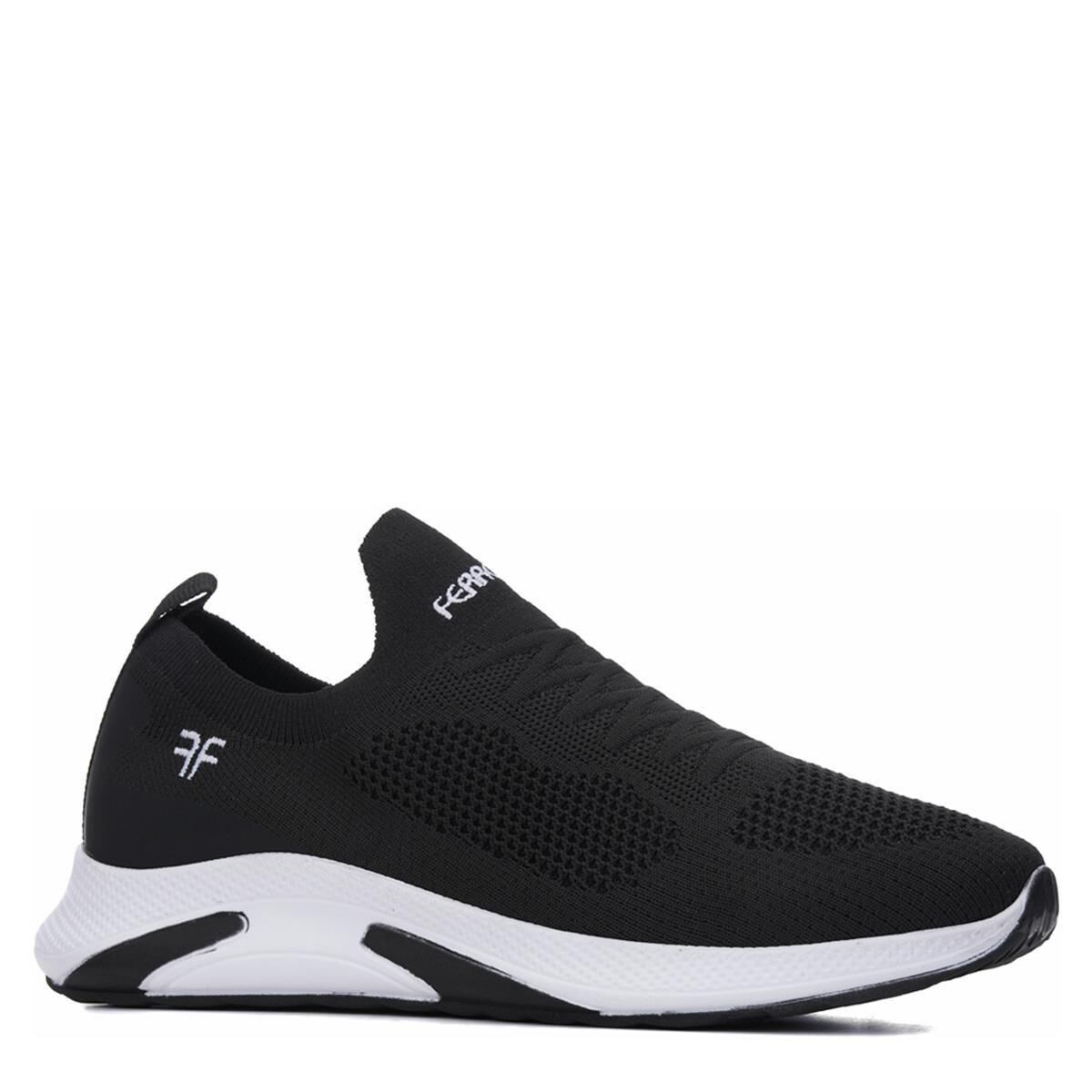 Günlük Kadın Erkek  Unisex Sneaker Triko Nefes Alabilen Yürüyüş Bağcıksız Esnek  Spor Ayakkabı Siyah - Beyaz - 40