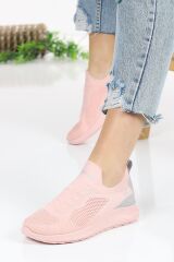 Günlük Kadın Erkek  Unisex Sneaker Triko Nefes Alabilen Yürüyüş Bağcıksız Esnek  Spor Ayakkabı Pudra - 38