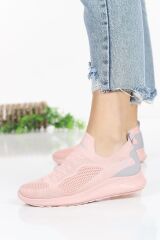 Günlük Kadın Erkek  Unisex Sneaker Triko Nefes Alabilen Yürüyüş Bağcıksız Esnek  Spor Ayakkabı Pudra - 38