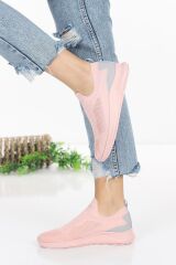 Günlük Kadın Erkek  Unisex Sneaker Triko Nefes Alabilen Yürüyüş Bağcıksız Esnek  Spor Ayakkabı Pudra - 38