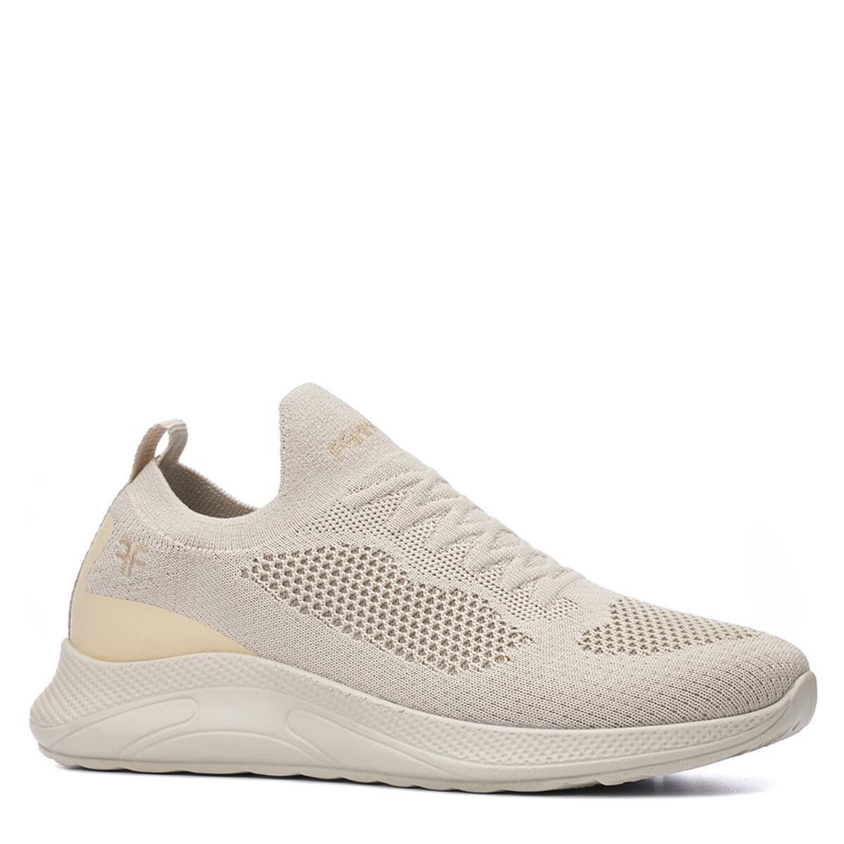 Günlük Kadın Erkek  Unisex Sneaker Triko Nefes Alabilen Yürüyüş Bağcıksız Esnek  Spor Ayakkabı Bej - 36