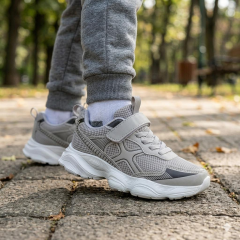 Çocuk Günlük  Yumuşak Rahat Taban Cırt Bantlı Spor Ayakkabı Sneaker Buz Beyaz - 34