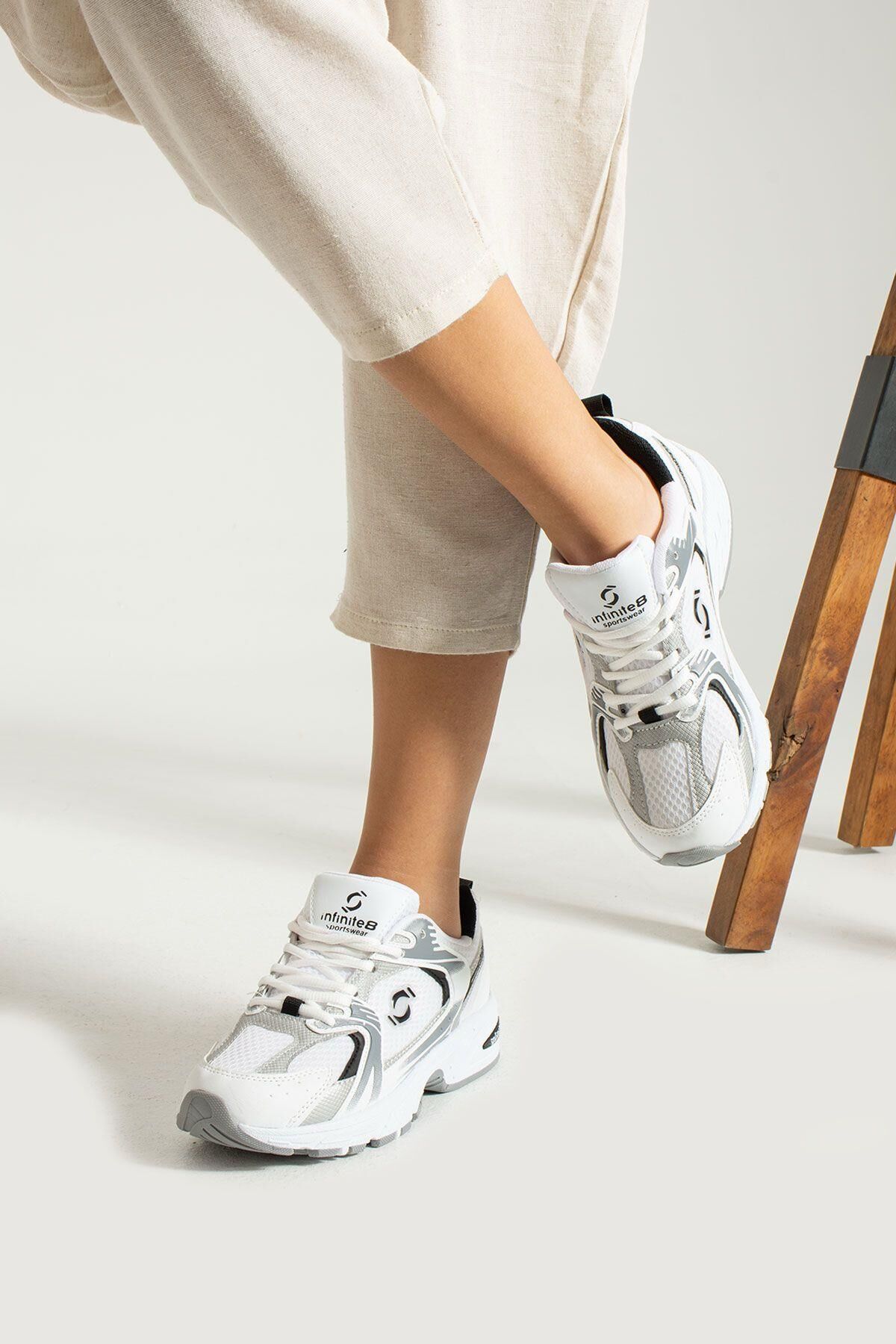 Kadın, Erkek, Unisex  Triko Günlük Yürüyüş Spor Ayakkabısı,Sneaker Beyaz - Siyah - 38