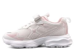 Çocuk Günlük  Yumuşak Rahat Taban Cırt Bantlı Spor Ayakkabı Sneaker Ekru Pudra - 35