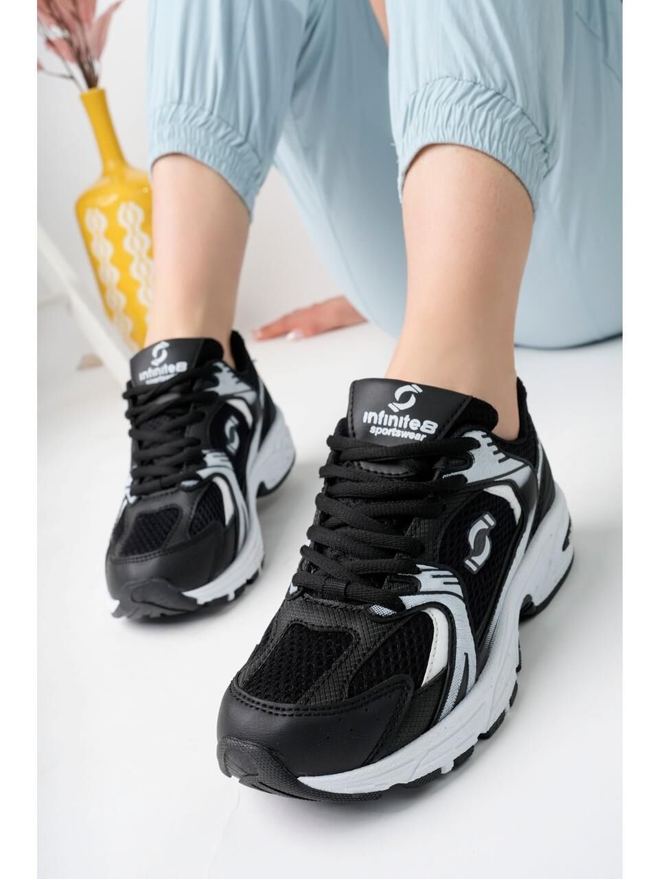 Kadın, Erkek, Unisex  Triko Günlük Yürüyüş Spor Ayakkabısı,Sneaker Siyah - 36