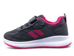Çocuk Günlük  Yumuşak Rahat Taban Triko Cırt Bantlı Spor Ayakkabı Sneaker Füme Fuşya - 27