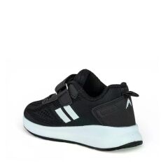 Çocuk Günlük  Yumuşak Rahat Taban Triko Cırt Bantlı Spor Ayakkabı Sneaker Siyah - Beyaz - 28