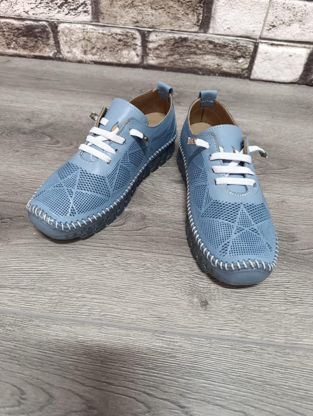 Hakiki Deri Kadın Günlük Lastikli Ortopedik Ayakkabı Mavi - 37