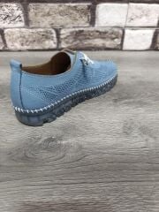 Hakiki Deri Kadın Günlük Lastikli Ortopedik Ayakkabı Mavi - 37