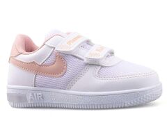 Bebek Günlük  Işıklı Yumuşak Rahat Taban Cırt Bantlı Spor Ayakkabı Sneaker Beyaz Pudra - 23