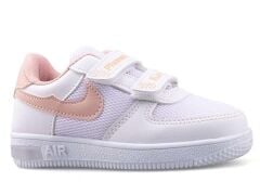 Bebek Günlük  Işıklı Yumuşak Rahat Taban Cırt Bantlı Spor Ayakkabı Sneaker Beyaz Pudra - 25