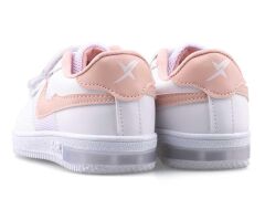 Bebek Günlük  Işıklı Yumuşak Rahat Taban Cırt Bantlı Spor Ayakkabı Sneaker Beyaz Pudra - 25