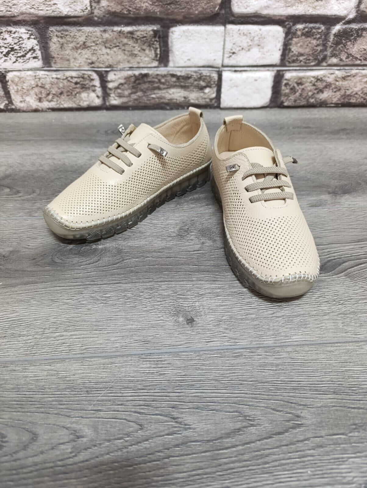 Hakiki Deri Kadın Günlük Lastikli Ortopedik Ayakkabı Bej - 40