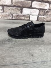 Hakiki Deri Kadın Günlük Lastikli Ortopedik Ayakkabı Siyah - 38