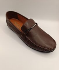 İçi Dışı Hakiki Deri Erkek Günlük Loafer Ayakkabı Rahat Taban Kahverengi - 43