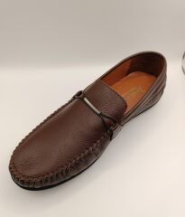 İçi Dışı Hakiki Deri Erkek Günlük Loafer Ayakkabı Rahat Taban Kahverengi - 43