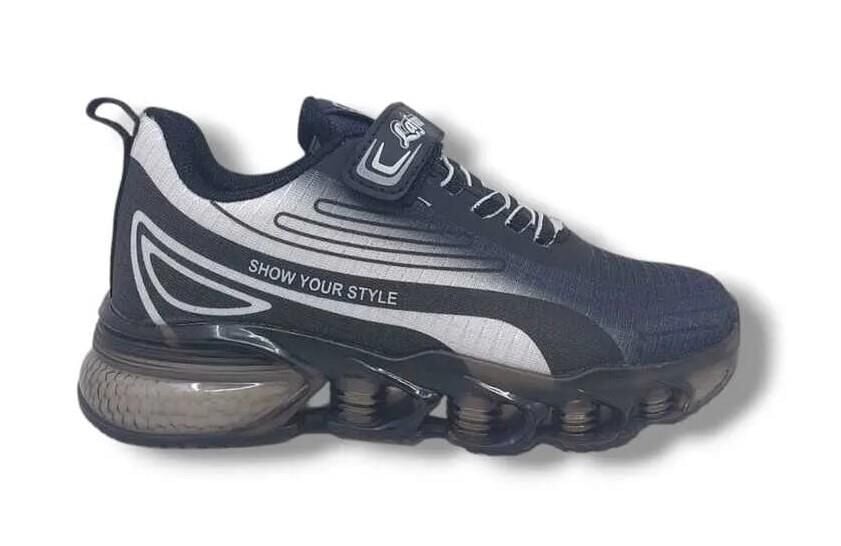 Çocuk Günlük Su İtici Şeffaf Taban Sneaker Spor Ayakkabı Okul Ayakkabısı Siyah - Beyaz - 33