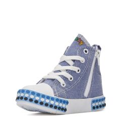 Çocuk Günlük Keten Fermuarlı  Sneaker Spor Ayakkabı Okul Ayakkabısı Mavi - 35